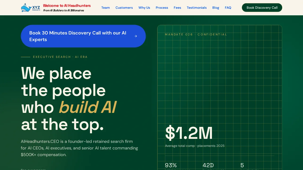 AI Headhunters website screenshot