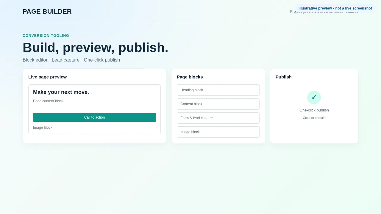 Landing Page Builder illustrative project preview
